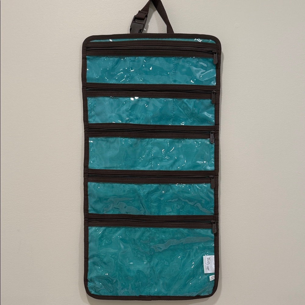 *New - Thirty-One Teal and Black Jewelry Make up Travel Organizer